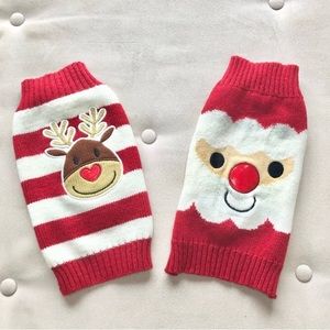 SOLD Set of 2 Holiday Dog Small Sweaters